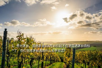2、貴州茅臺(tái)、國酒茅臺(tái)從6月30日起不在是國酒茅臺(tái)商標(biāo)?了，你們覺得茅臺(tái)酒改什么名字合適？