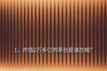 1、市值2萬(wàn)多億的茅臺(tái)是誰(shuí)在喝？