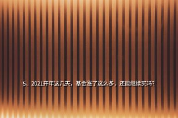 5、2021開年這幾天，基金漲了這么多，還能繼續(xù)買嗎？