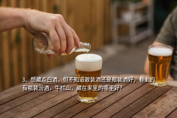 3、想藏點白酒，但不知道散裝酒還是瓶裝酒好，看上的有瓶裝汾酒，牛欄山，藏在家里的哪里好？