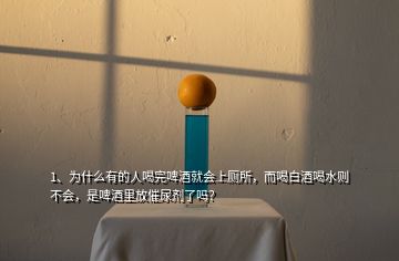 1、為什么有的人喝完啤酒就會上廁所，而喝白酒喝水則不會，是啤酒里放催尿劑了嗎？