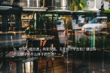 3、想存一瓶白酒，用來升值，五年到十年左右，建議存什么牌子，什么樣子的白酒？
