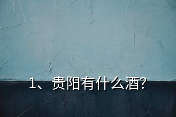 1、貴陽有什么酒？
