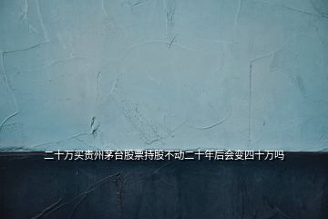 二十萬買貴州茅臺股票持股不動二十年后會變四十萬嗎