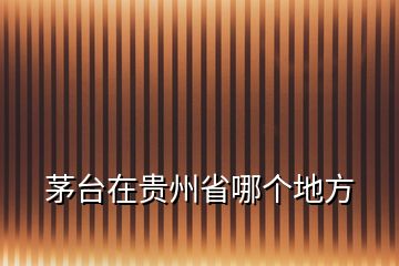 茅臺在貴州省哪個地方