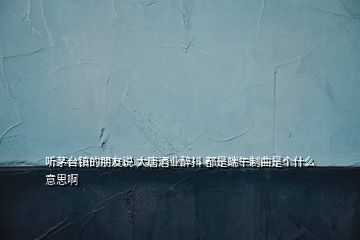 聽茅臺(tái)鎮(zhèn)的朋友說(shuō) 大唐酒業(yè)醉抖 都是端午制曲是個(gè)什么意思啊