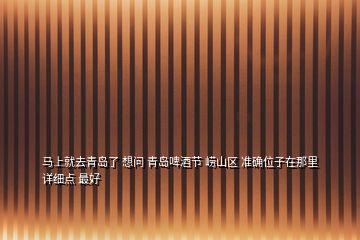 馬上就去青島了 想問 青島啤酒節(jié) 嶗山區(qū) 準確位子在那里詳細點 最好