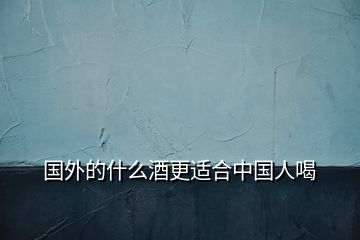 國外的什么酒更適合中國人喝