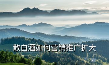 散白酒如何營銷推廣擴大