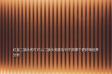 紅星二鍋頭和牛欄山二鍋頭到底有何不同哪個更好喝經(jīng)典分析