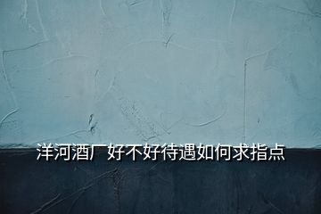 洋河酒廠好不好待遇如何求指點