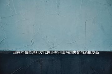 現(xiàn)在的葡萄酒批發(fā)代理還有利潤嗎想做葡萄酒批發(fā)商
