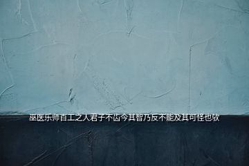 巫醫(yī)樂(lè)師百工之人君子不齒今其智乃反不能及其可怪也歟