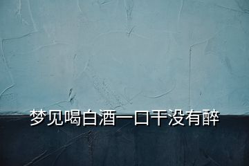 夢(mèng)見(jiàn)喝白酒一口干沒(méi)有醉