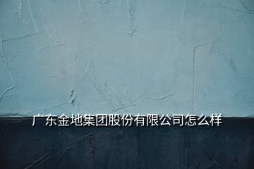 廣東金地集團股份有限公司怎么樣