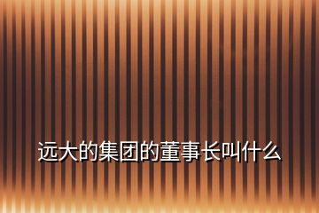 遠(yuǎn)大的集團(tuán)的董事長叫什么