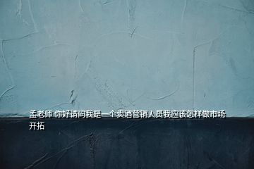 孟老師 你好請(qǐng)問我是一個(gè)賣酒營(yíng)銷人員我應(yīng)該怎樣做市場(chǎng)開拓