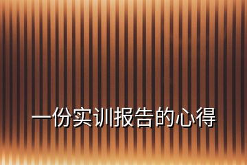 一份實訓(xùn)報告的心得