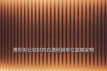 貴陽(yáng)有比較好的白酒經(jīng)銷單位是哪家啊
