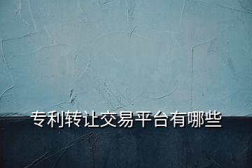 專利轉(zhuǎn)讓交易平臺有哪些