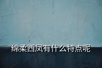 綿柔西鳳有什么特點呢