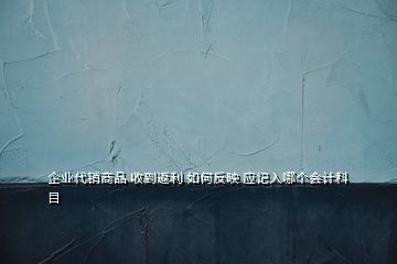 企業(yè)代銷(xiāo)商品 收到返利 如何反映 應(yīng)記入哪個(gè)會(huì)計(jì)科目