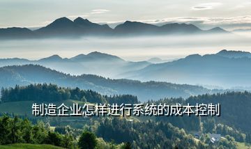制造企業(yè)怎樣進(jìn)行系統(tǒng)的成本控制
