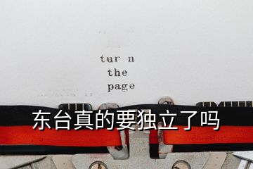 東臺真的要獨(dú)立了嗎